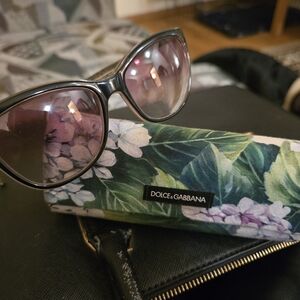 Dolce & Gabbana Black Sunglasses with Floral Case